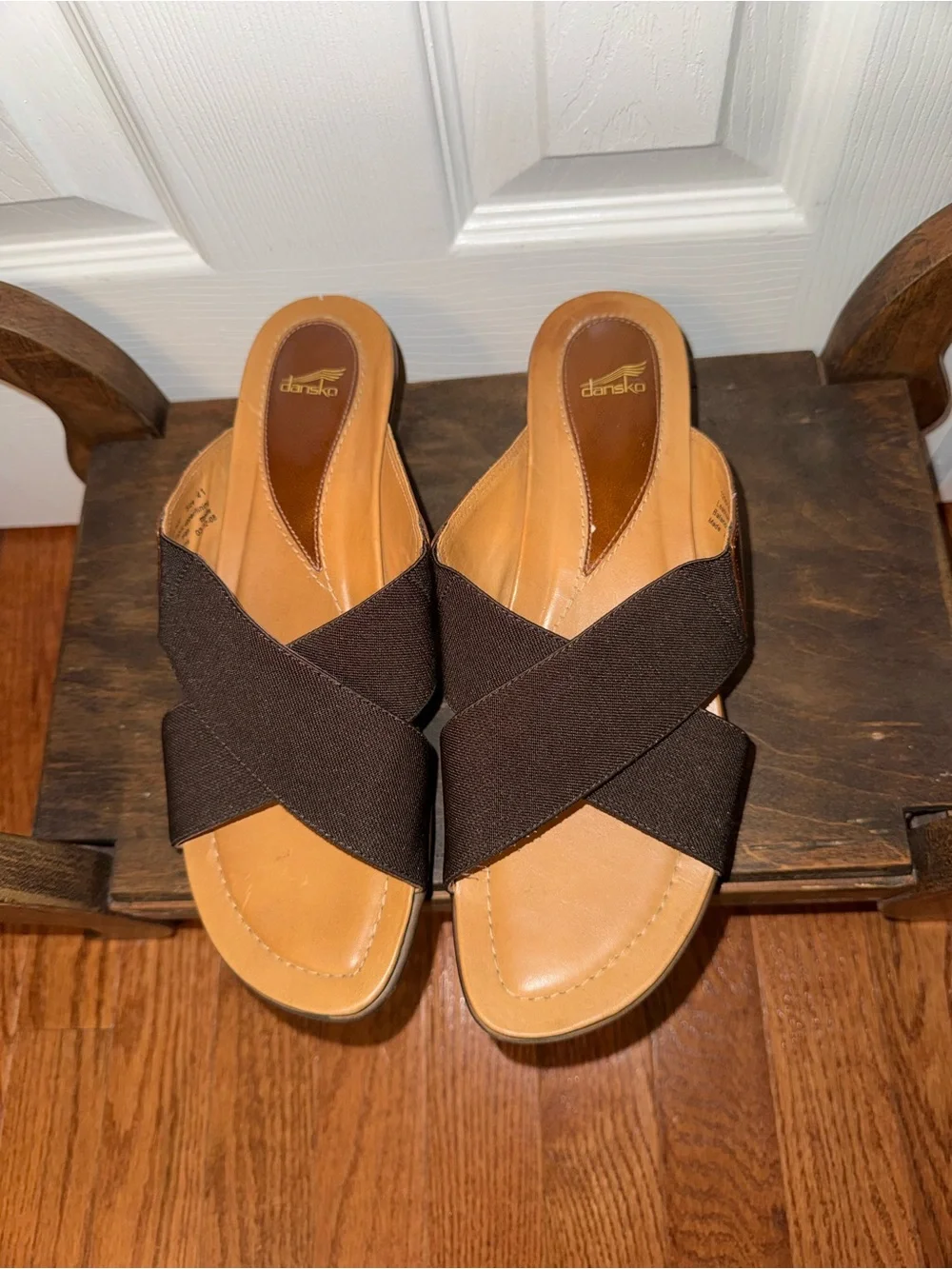 Dansko Brown Criss Cross Wedge Sandals Size 41